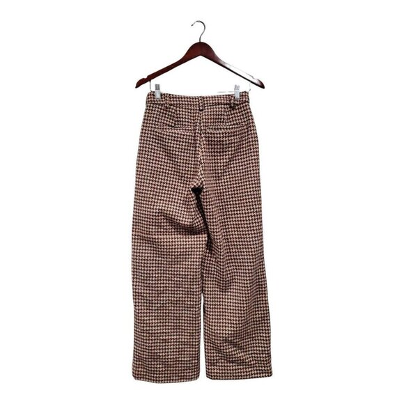 ModCloth Women's Brown Wide Leg Geometric Wool Blend Retro Trouser Pants Sz 2 - Picture 2 of 16